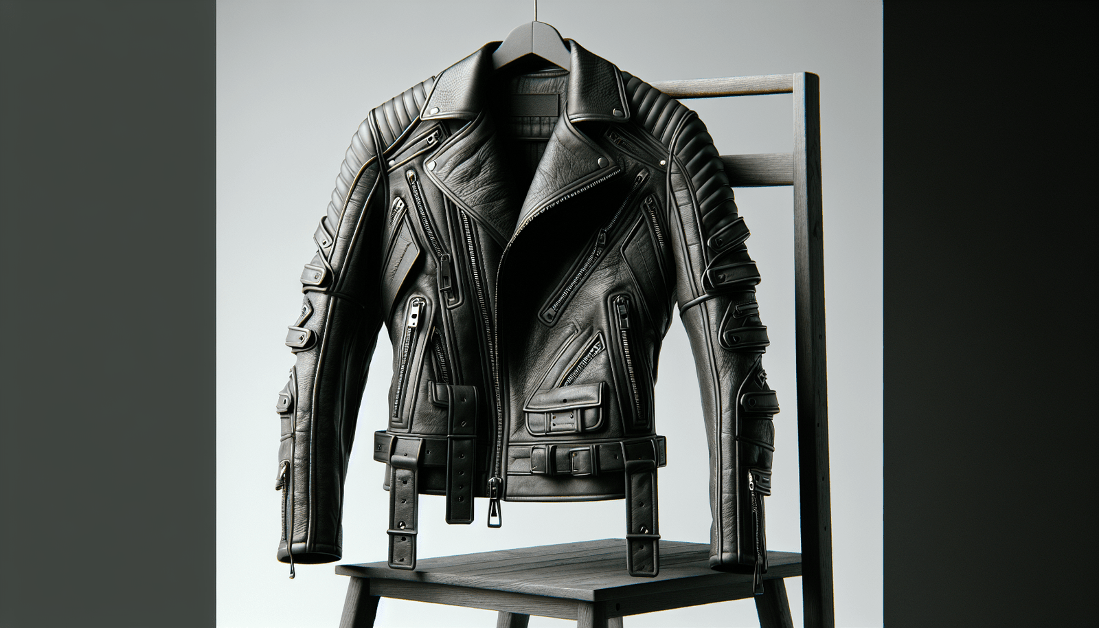 Men’s Solid Asymmetric Zip-up PU Leather Jacket, Street Style Multi-pocket Jacket For Males